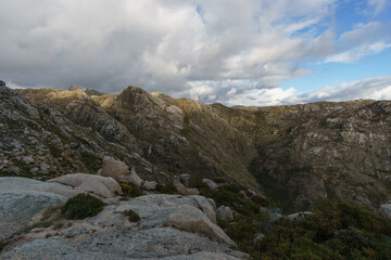Fototapeta na wymiar Mountain landscape of granite rocks, Peneda-Geres National Park, Vilar da Veiga, Portugal