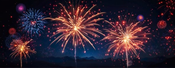 Fototapeta premium Abstract new years firework concept. Colorful firework. Generative AI.
