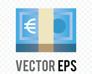 Blue banded stack of euro banknotes EU cash money icon