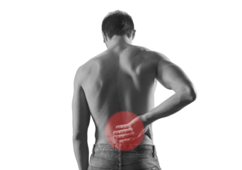 Young man having a back pain