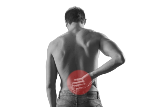 Young man having a back pain - Powered by Adobe