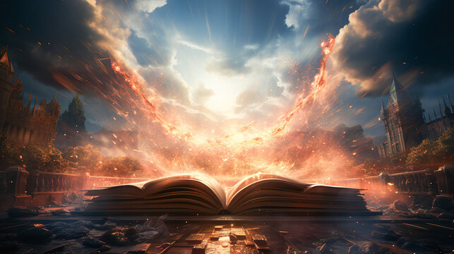 open book with colorful light explosion coming out