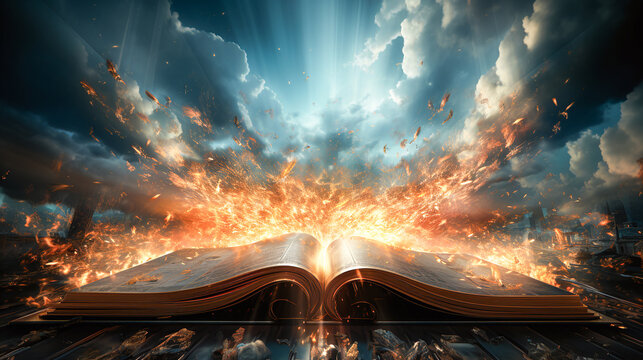 open book with colorful light explosion coming out