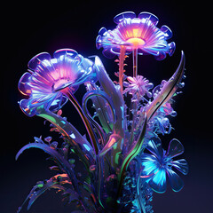Luminescent Blooms in a Futuristic Garden