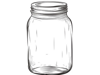 Drawing of Hand drawn mason jar. Contour sketch. illustration separated, sweeping overdrawn lines. - obrazy, fototapety, plakaty