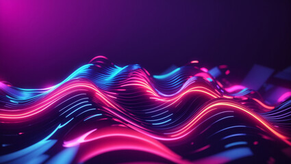 minimal abstract glowing wavy line neon background, 3d render