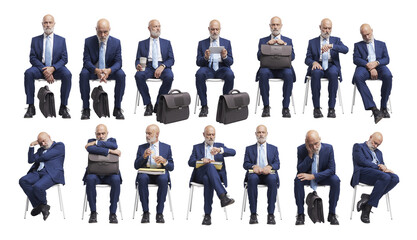 Fototapeta premium Man sitting on a chair and waiting