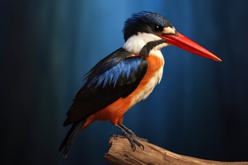 A Vibrant black-capped kingfisher Halcyon Plumage Perched on a Majestic Tree Branch Created With Generative AI Technology