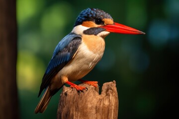 A Vibrant black-capped kingfisher Halcyon Avian Beauty on a Rustic Perch Created With Generative AI Technology
