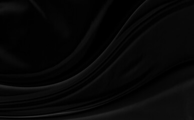 Black gray satin dark fabric texture luxurious shiny that is abstract silk cloth background with patterns soft waves blur beautiful.