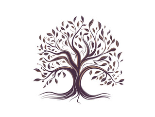 Drawing of Illustration art of a family tree logo with isolated illustration separated, sweeping overdrawn lines.