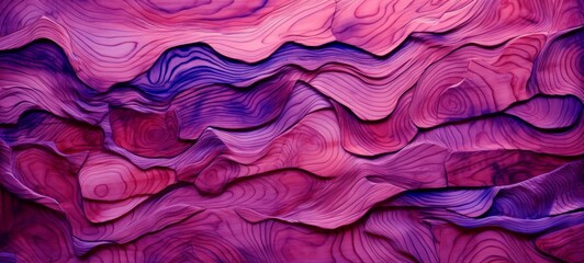 Wood art background illustration - Abstract closeup of detailed organic pink purple wooden waving waves wall texture banner wall, overlapping layers