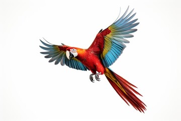 Fototapeta premium A Vibrant Parrot Soaring Through the Sky in a Colorful Display Created With Generative AI Technology