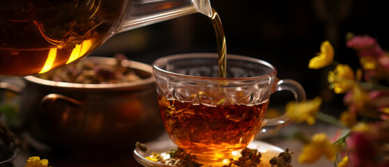 Herbal tea pour, flower infusion. - Powered by Adobe