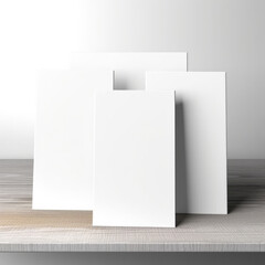 Mockup of white blank greeting cards on white background