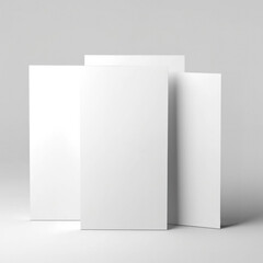 Mockup of white blank greeting cards on white background