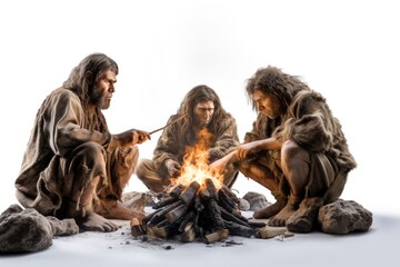 A Cozy Neanderthal Evening by the Campfire Created With Generative AI Technology