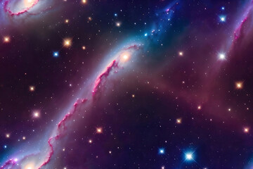 Nebula and galaxies in space. Abstract cosmos background. AI generated content