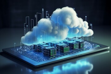 Symbol of cloud technology - obrazy, fototapety, plakaty