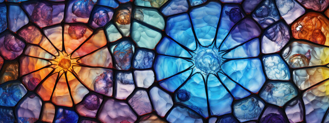 Vibrant stained glass window series.