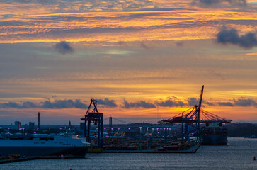 Gothenburg, Sweden: Beautiful sunrise in the harbor
