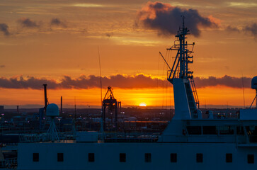 Gothenburg, Sweden: Beautiful sunrise in the harbor