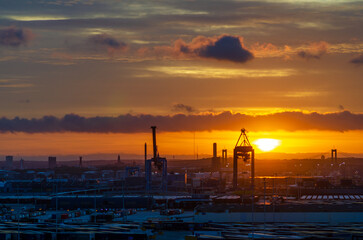 Gothenburg, Sweden: Beautiful sunrise in the harbor