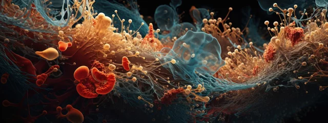 Fotobehang Microscopic view of an immune response to infection and disease. © smth.design