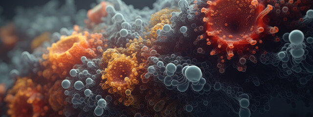 Vivid microscopic biology scene. - obrazy, fototapety, plakaty