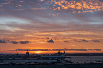 Gothenburg, Sweden: Beautiful sunrise in the harbor