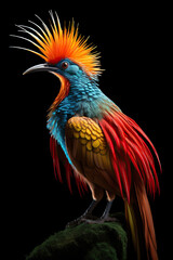 Fototapeta premium Iridescent Elegance: A Colorful Crested Bird in Profile
