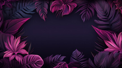 Tropical leaves border background