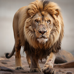 Obraz premium King of the Savanna: A Majestic Lion's Journey,portrait of a lion,portrait of a male lion