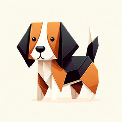 An Illustration of an Adorable Dog with Origami Style
