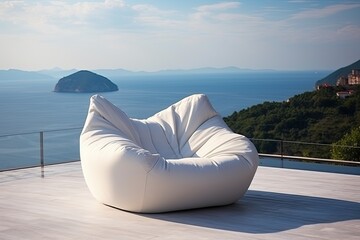 Bean bag sofa isolated on white background at the terrace