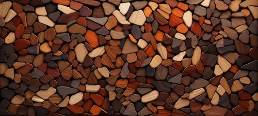 Abstract block stack wooden 3d cubes on the wall for background banner panorama - Brown wood texture for backdrop or wallpaper