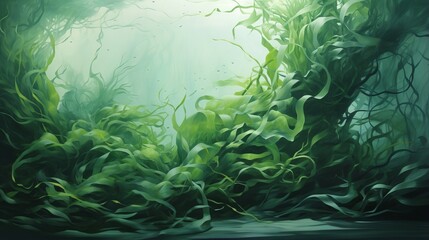 Fototapeta na wymiar Algae under water. Seabed landscape.