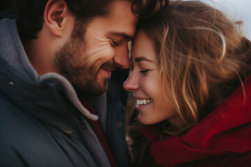 Amazing tender couple portrait two lovers spending time together Generative IA
