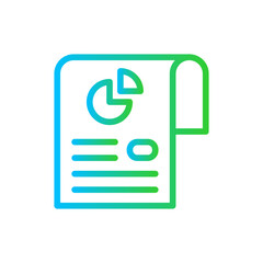Marketing report marketing icon with blue and green gradient outline style. report, chart, graph, business, marketing, data, finance. Vector illustration