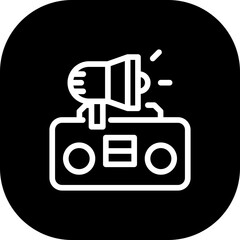 Obraz premium Radio marketing marketing icon with black filled line outline style. radio, marketing, media, business, online, communication, concept,. Vector illustration