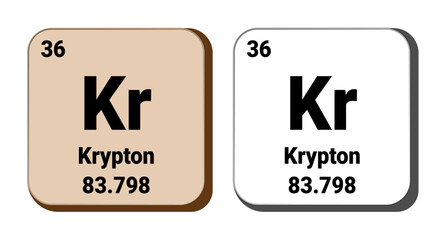 Kr, Krypton element vector icon, periodic table element. Vector illustration EPS 10 File. Isolated on white background.