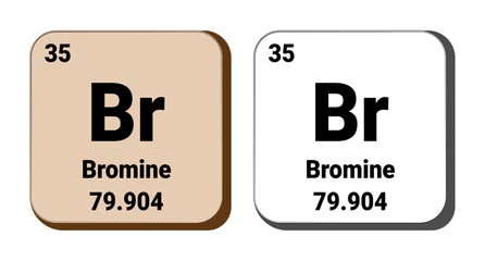 Br, Bromine element vector icon, periodic table element. Vector illustration EPS 10 File. Isolated on white background. - obrazy, fototapety, plakaty
