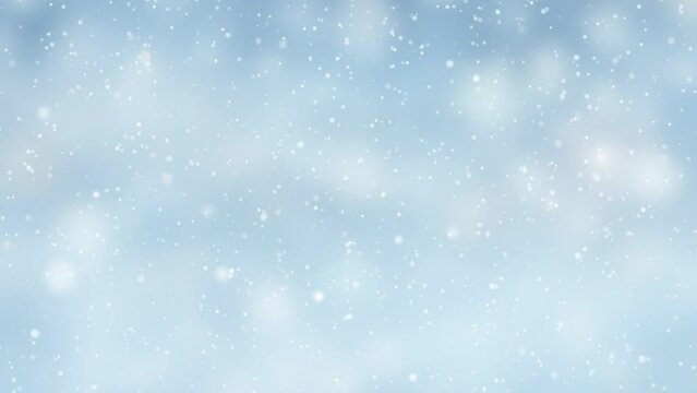 Calm falling snow flakes winter background. 4K seamless looping Christmas background	