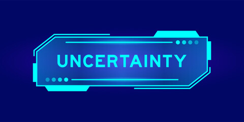 Futuristic hud banner that have word uncertainty on user interface screen on blue background - obrazy, fototapety, plakaty
