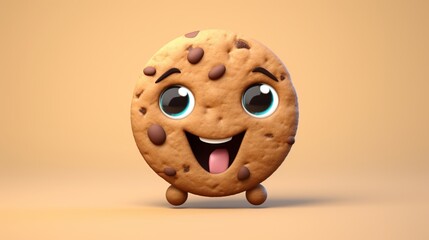 chocolate chip cookie simple cute art happy.Generative AI