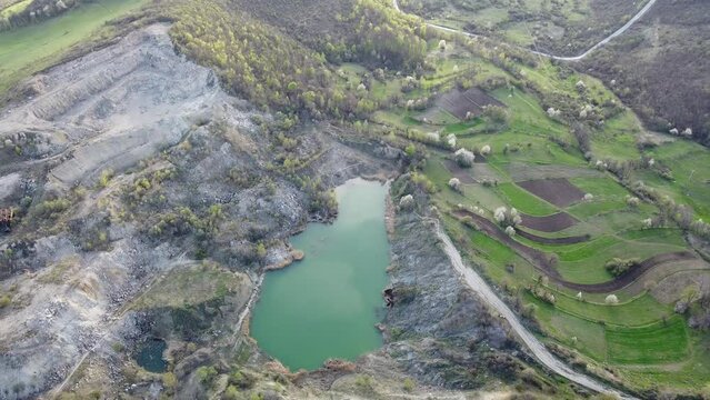 Wonderful lake near city drone video