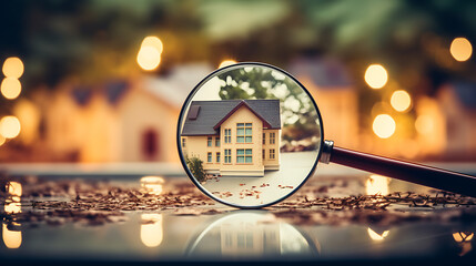 Navigating the Housing Market with a Magnifying Glass created with generative AI technology