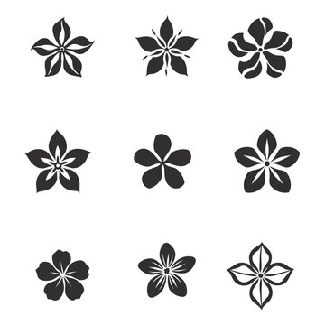 Black flower pattern set, 9 flower patterns vector, eps, editable, ready to print