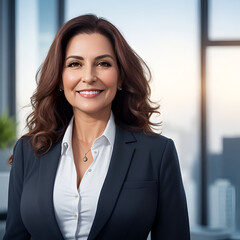 Fototapeta premium Portrait of Business Leader smiling with Confidence and embodying mission, mindset, and vision for success.