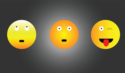 facial expressions in yellow color emoji isolated in gray background. Vector illustration